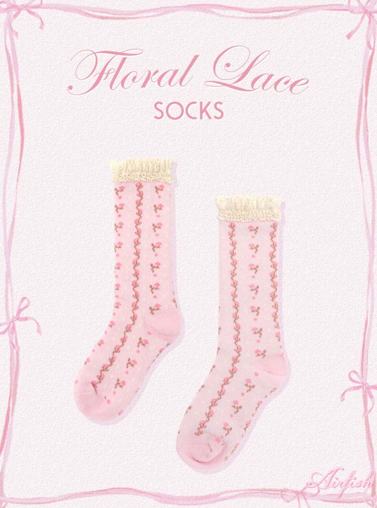 Floral Lace Socks_Pink