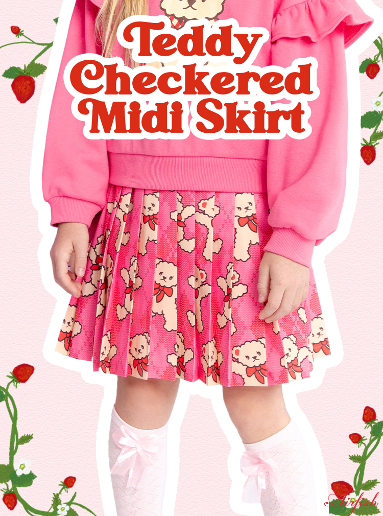 Teddy Checkered Midi Skirt_Magenta