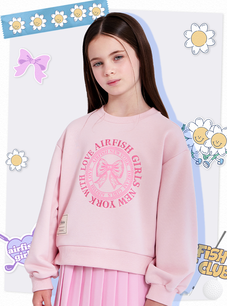 Girls Ribbon Sweatshirt_Pink