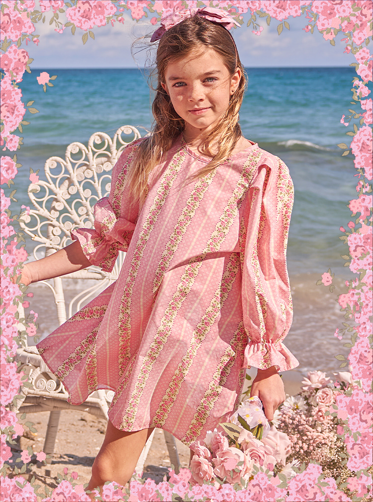 Floral Stripe Candy Dress [Pink]
