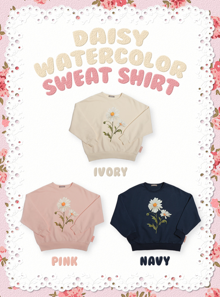 Daisy Watercolor Sweatshirt_3color [SALE]