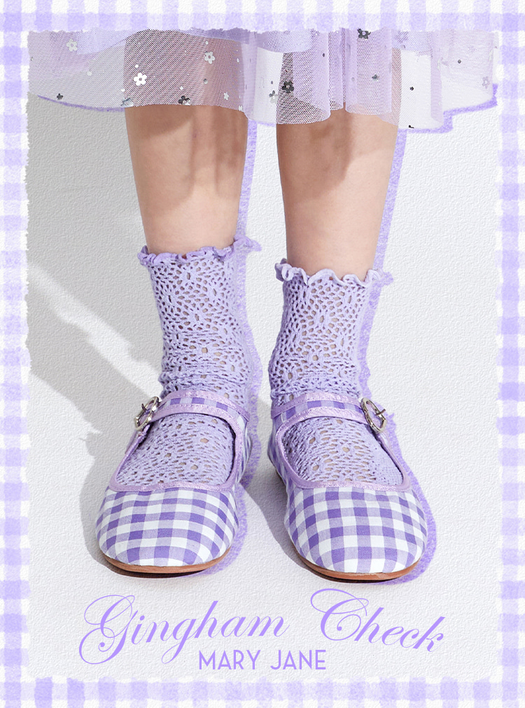 Gingham Check Mary Jane Shoes_Lavender