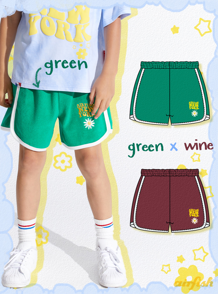 Daisy Everyday Shorts set_ Green x Wine