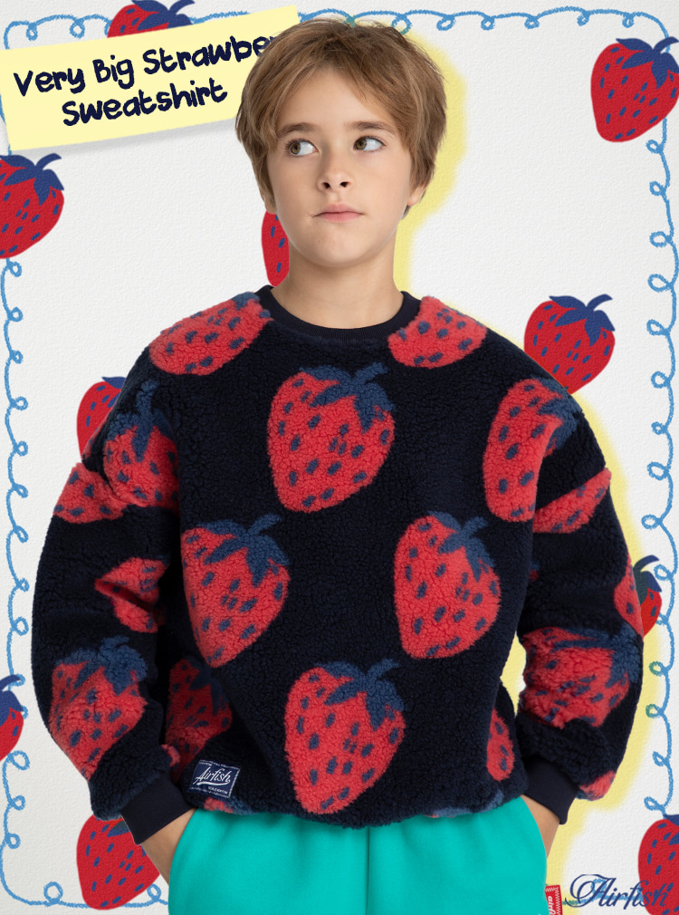 Very Big Strawberry Teddy Sweatshirt_Navy