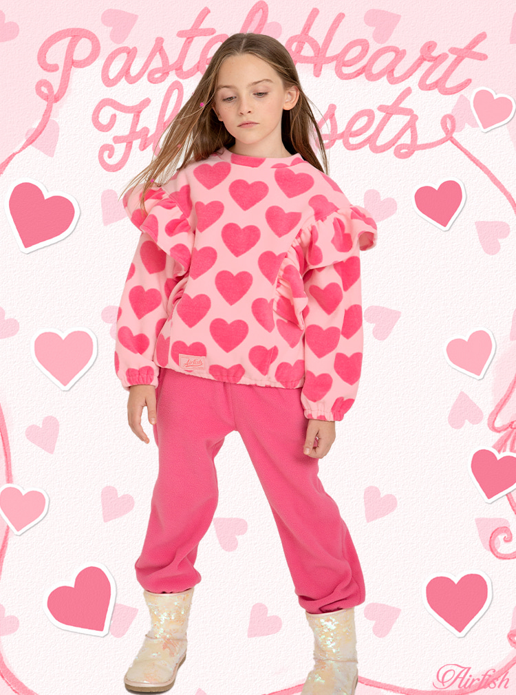 Pastel Heart Fleece Sets_Pink