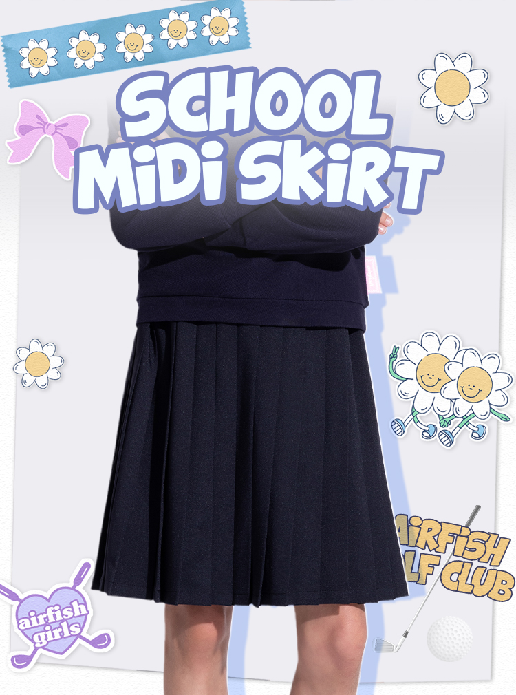 School Midi Skirt_Navy