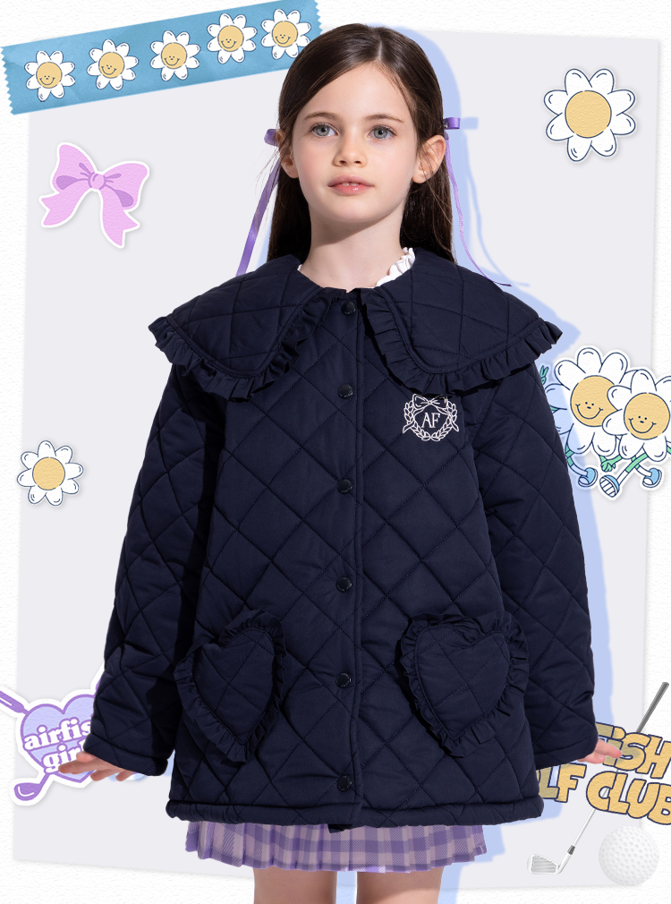 Heart Heart Quilted Jacket_Navy