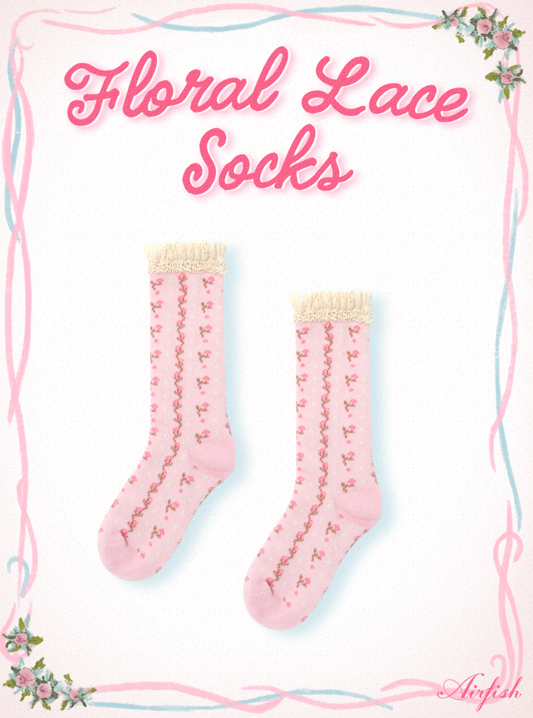 Floral Lace Socks_Pink