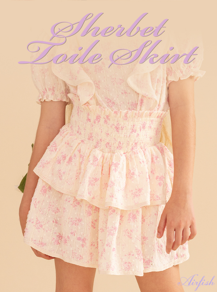 Sherbet Toile Skirt_Pink (스커트만)